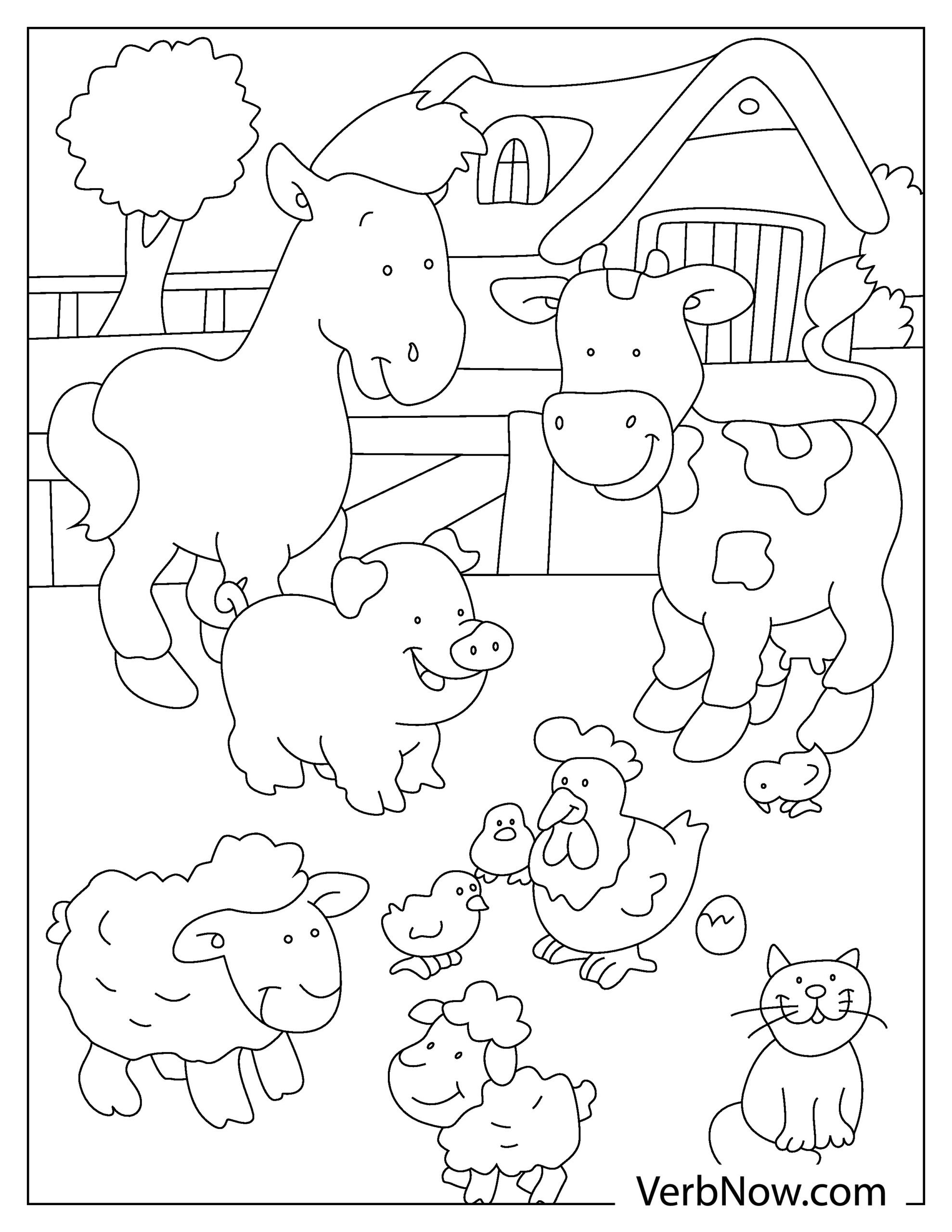 Free farm animals coloring pages book for download printable pdf