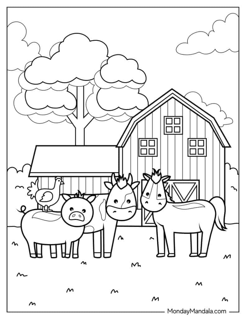 Farm animals coloring pages free pdf printables
