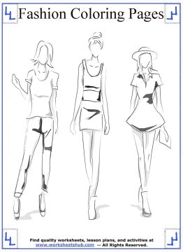 Printable fashion coloring pages