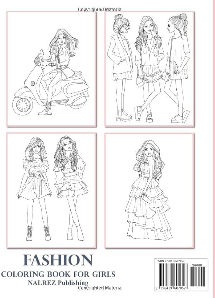 Fashion coloring book for girls cute signs with fabulous beauty fashion style gorgeous stylish fashion coloring pages for girls ages