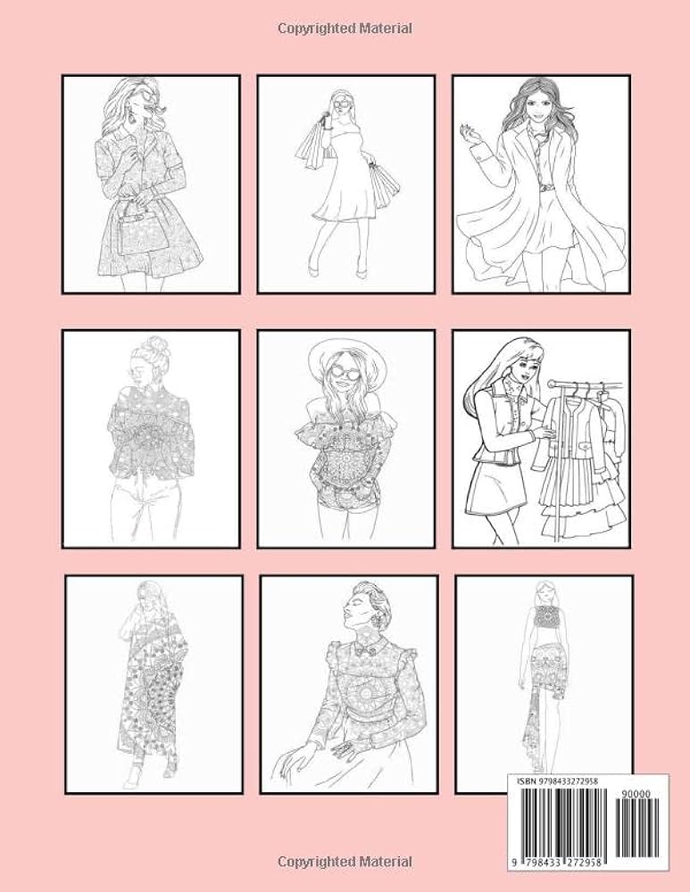 Fashion coloring book stylish and fashion coloring book great gift fabulous fashion style and beauty for women girls and teens fashion coloring page page x large print