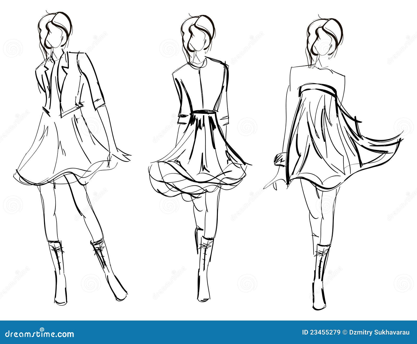 Sketch fashion girl stock vector illustration of cardigan