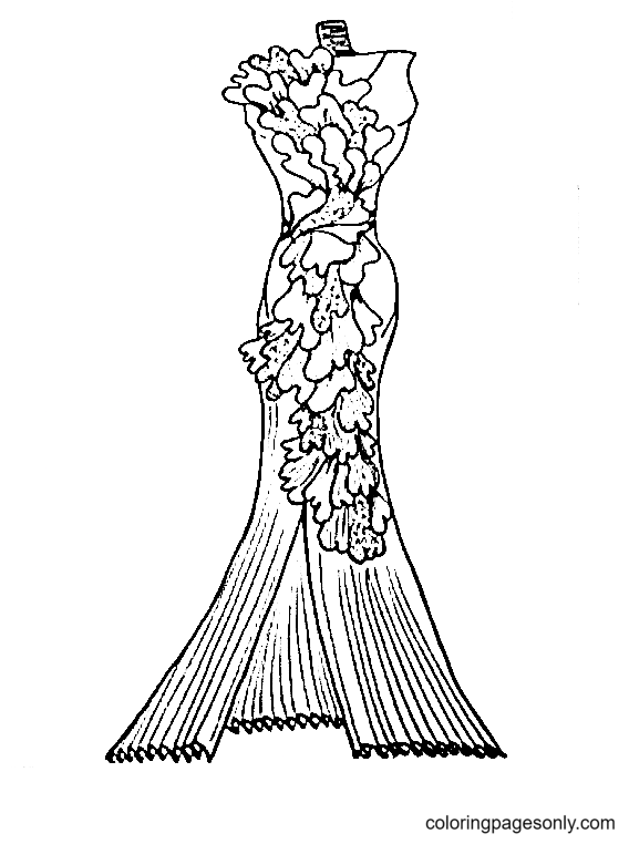 Dress coloring pages printable for free download