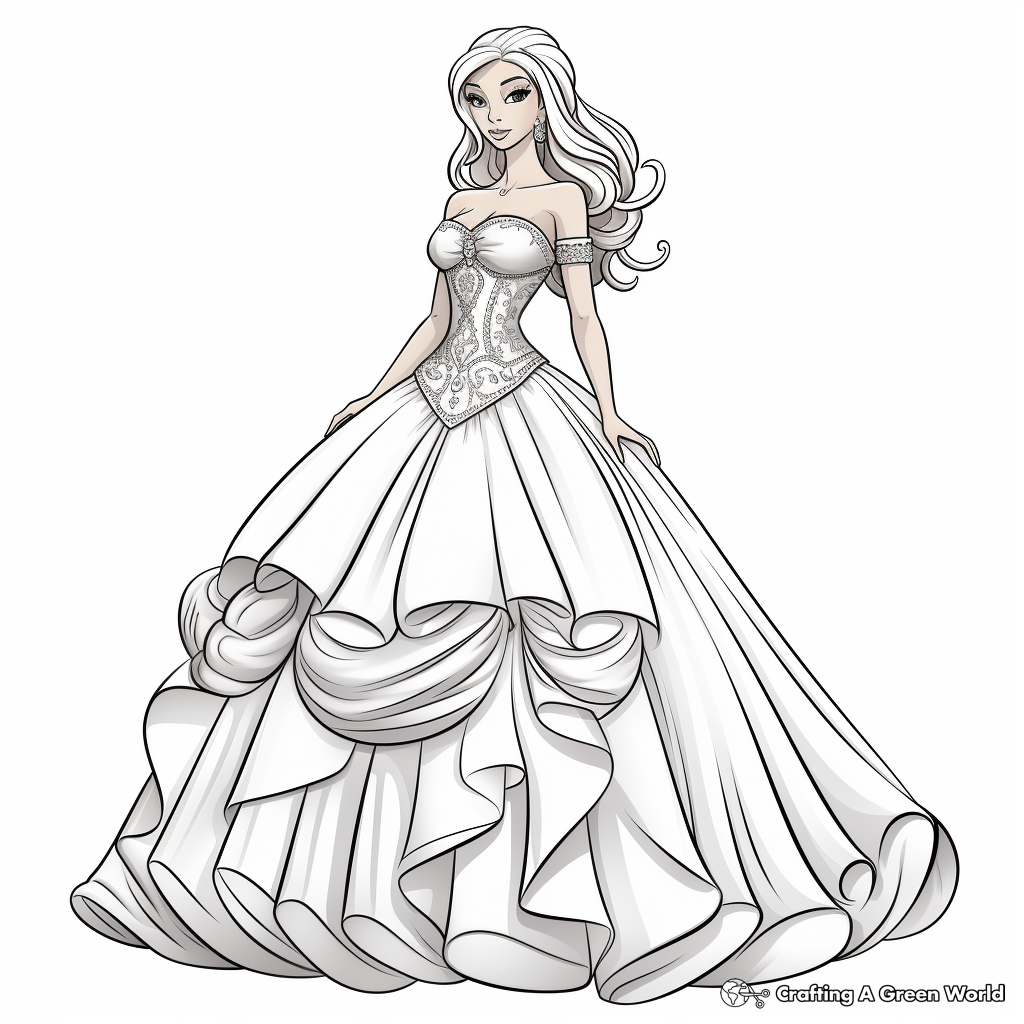 Ball gown dress coloring pages