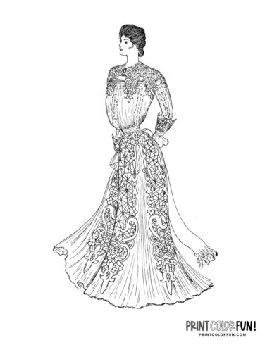 Victorian dresses coloring pages of beautiful s fashion for women at