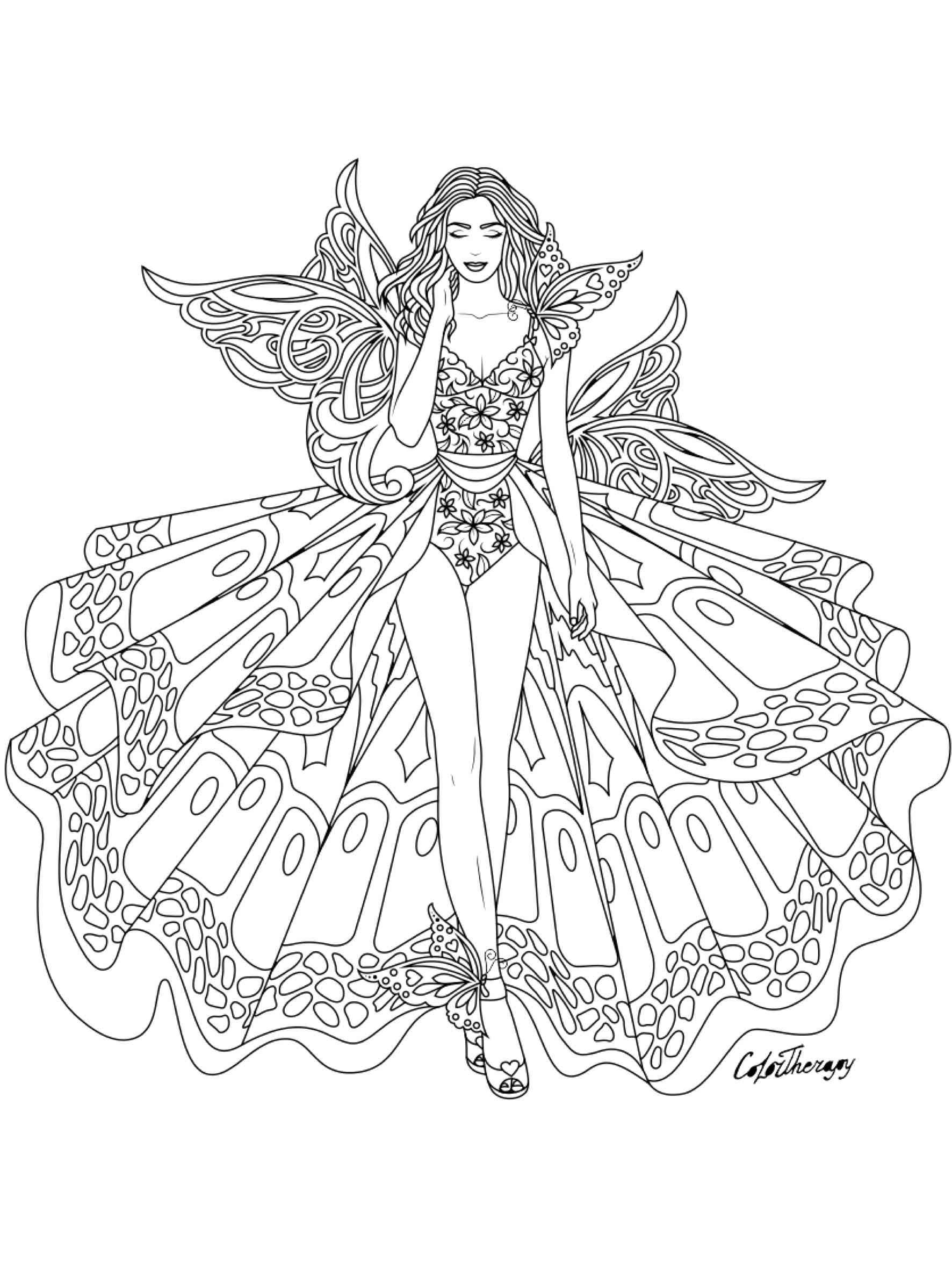 Dress coloring pages for adults