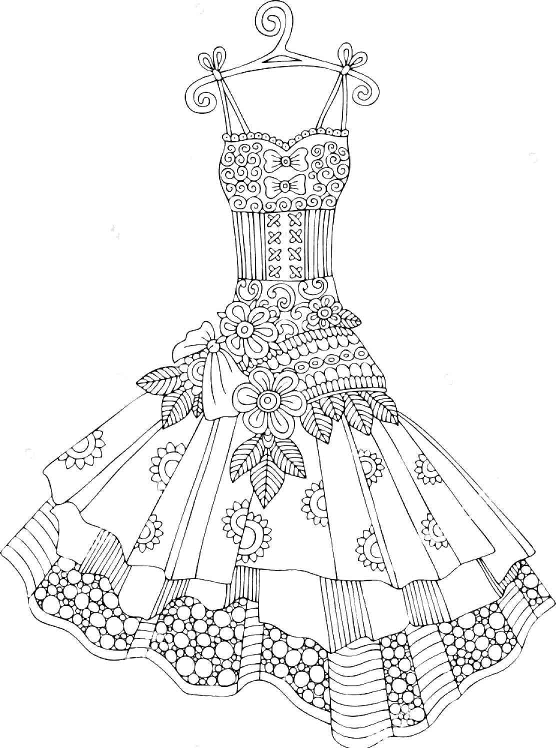 Free printable dress coloring pages for adults