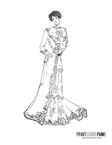 Victorian dresses coloring pages of beautiful s fashion for women at