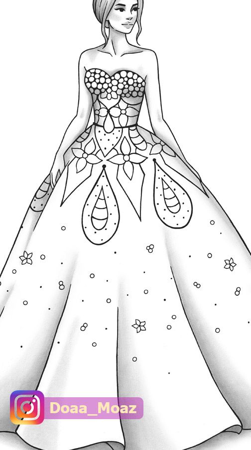 Printable coloring page fashion and clothes colouring sheet model grayscale pdf adult girls relaxing zentangle line art download now