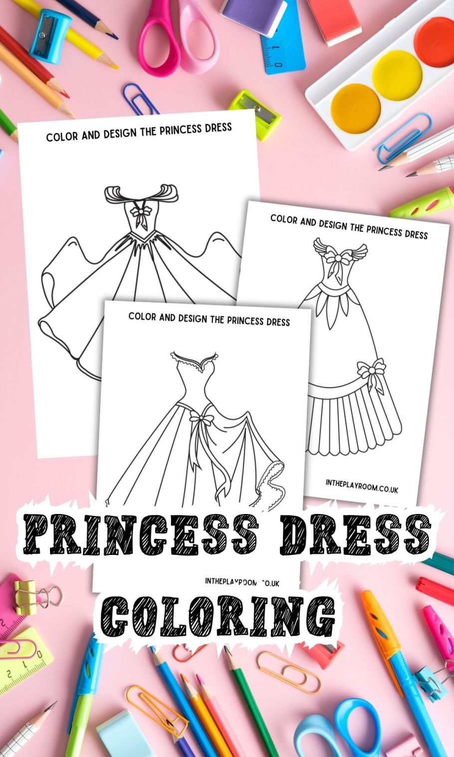 Free printable princess dress loring pages for kids