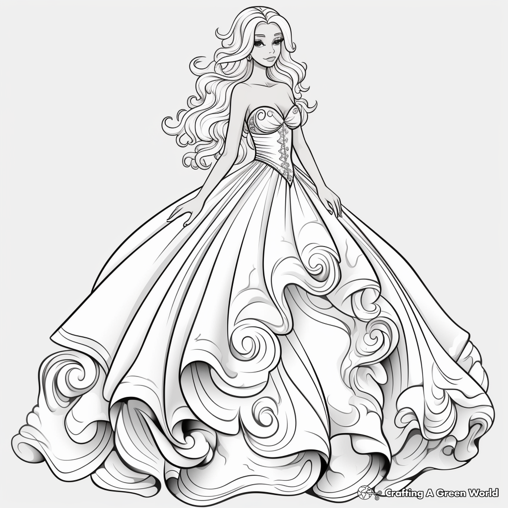 Ball gown dress coloring pages