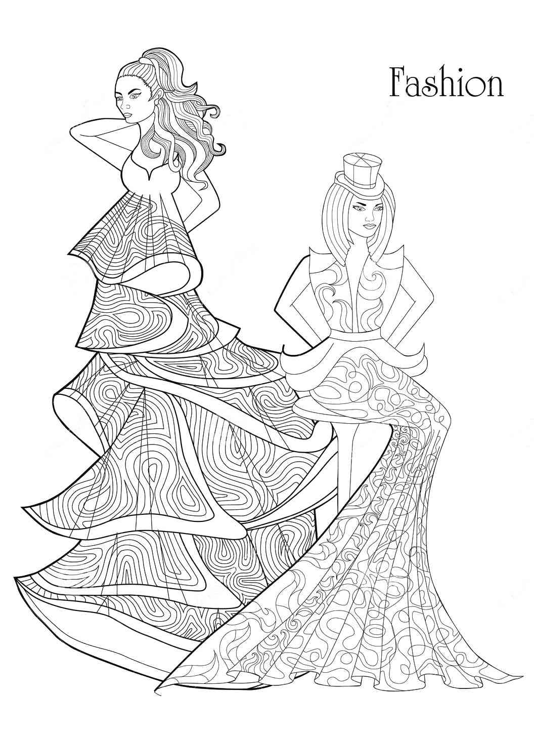 Dress coloring pages for adults