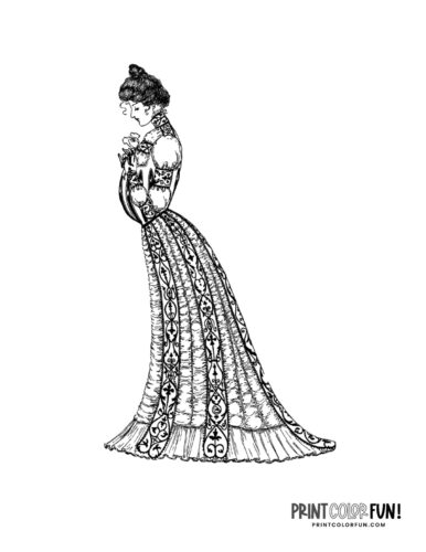 Victorian dresses coloring pages of beautiful s fashion for women at