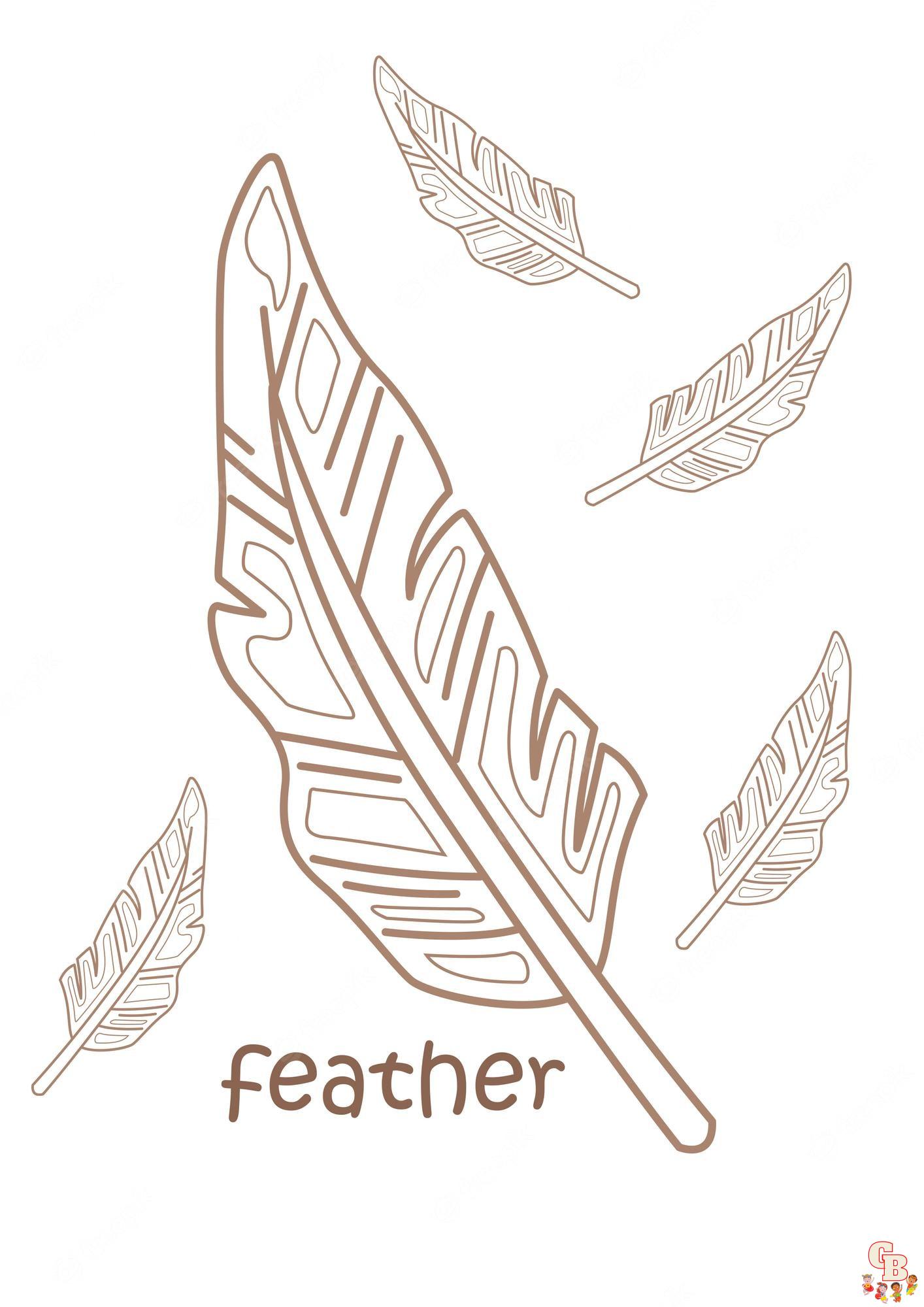 Free feather coloring pages for kids