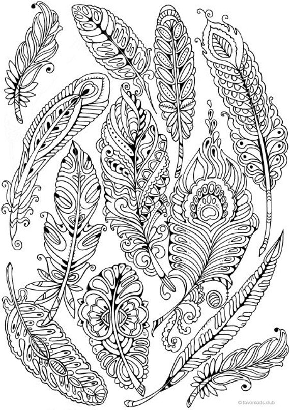 Feathers printable adult coloring page from favoreads coloring book pages for adults and kids coloring sheets coloring designs