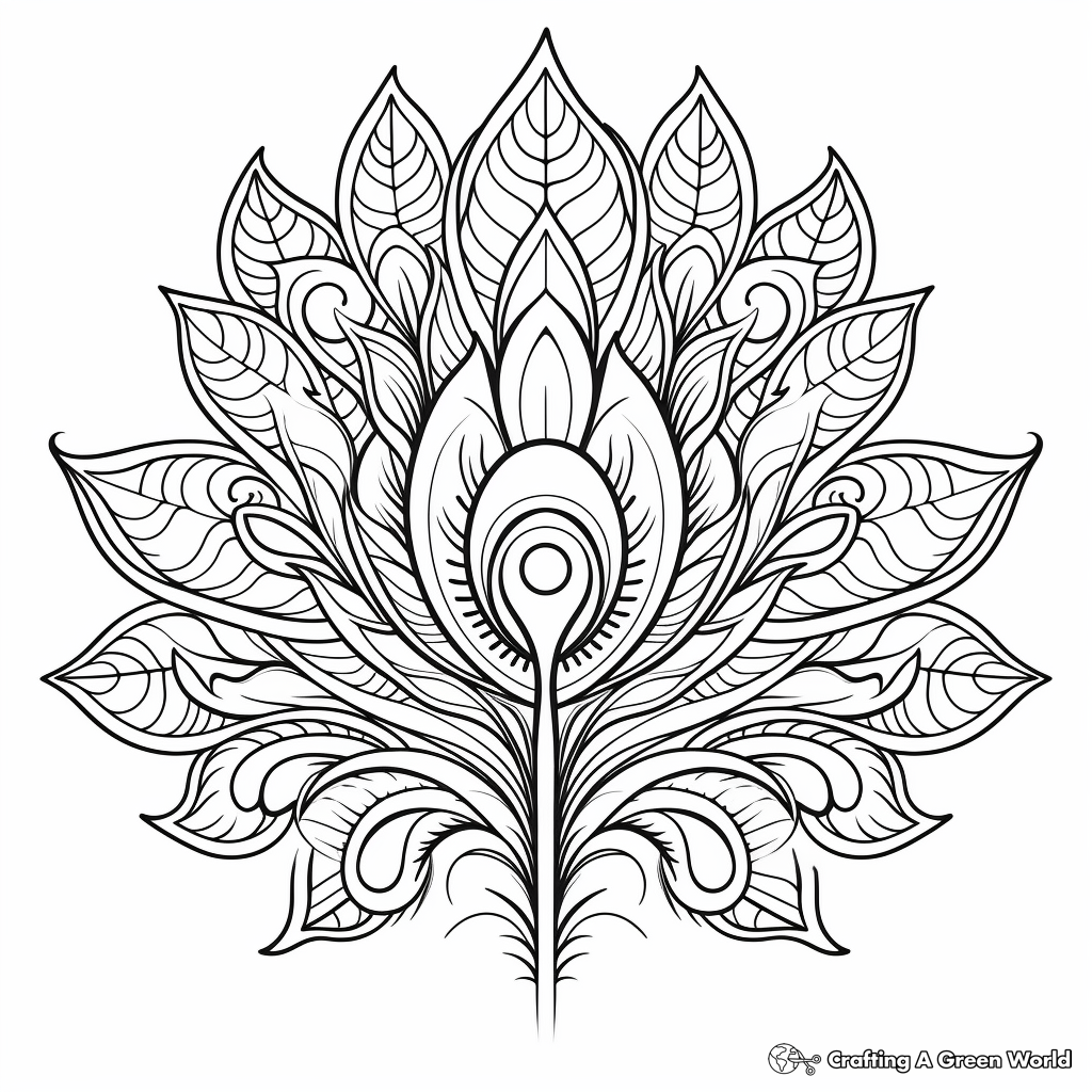 Peacock feather coloring pages