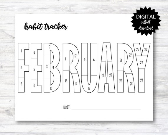 February habit tracker coloring sheet printable month habit tracker coloring sheet printable nb