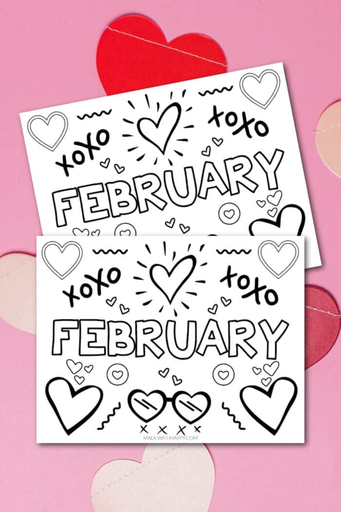 Free printable february coloring page