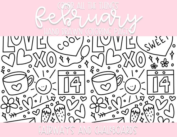 Color all the things volume ll february coloring pages printable activity coloring book pages coloring page set