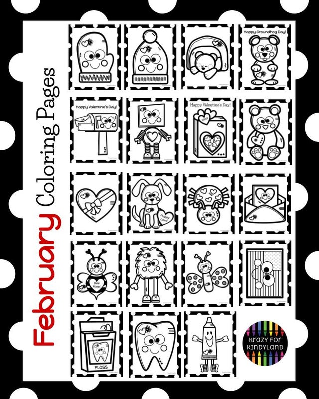 January february coloring pages booklet bundle arctic winter valentines