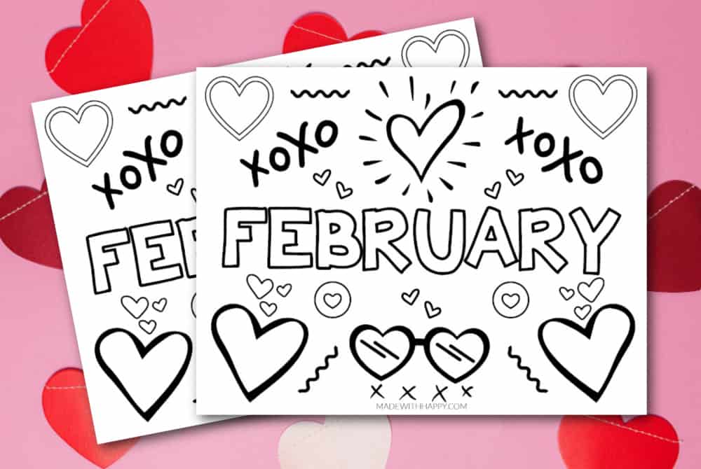Free printable february coloring page