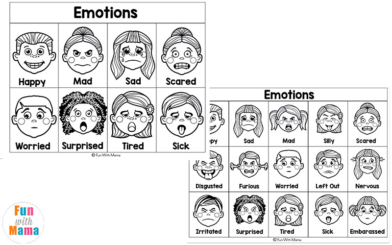Feelings and emotions and feelings chart for kids