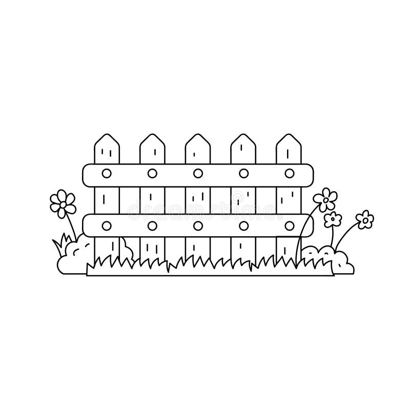 Fence illustration in line design for coloring page stock vector