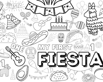 Huge first fiesta coloring poster for kids adults great for family time girls boys arts and crafts senior care facilities schools