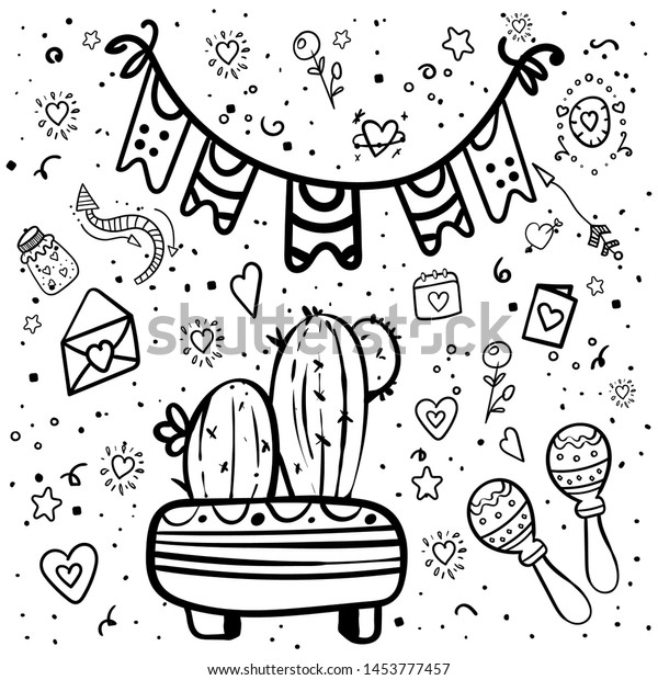 Mexican party coloring page book mexican stock vector royalty free