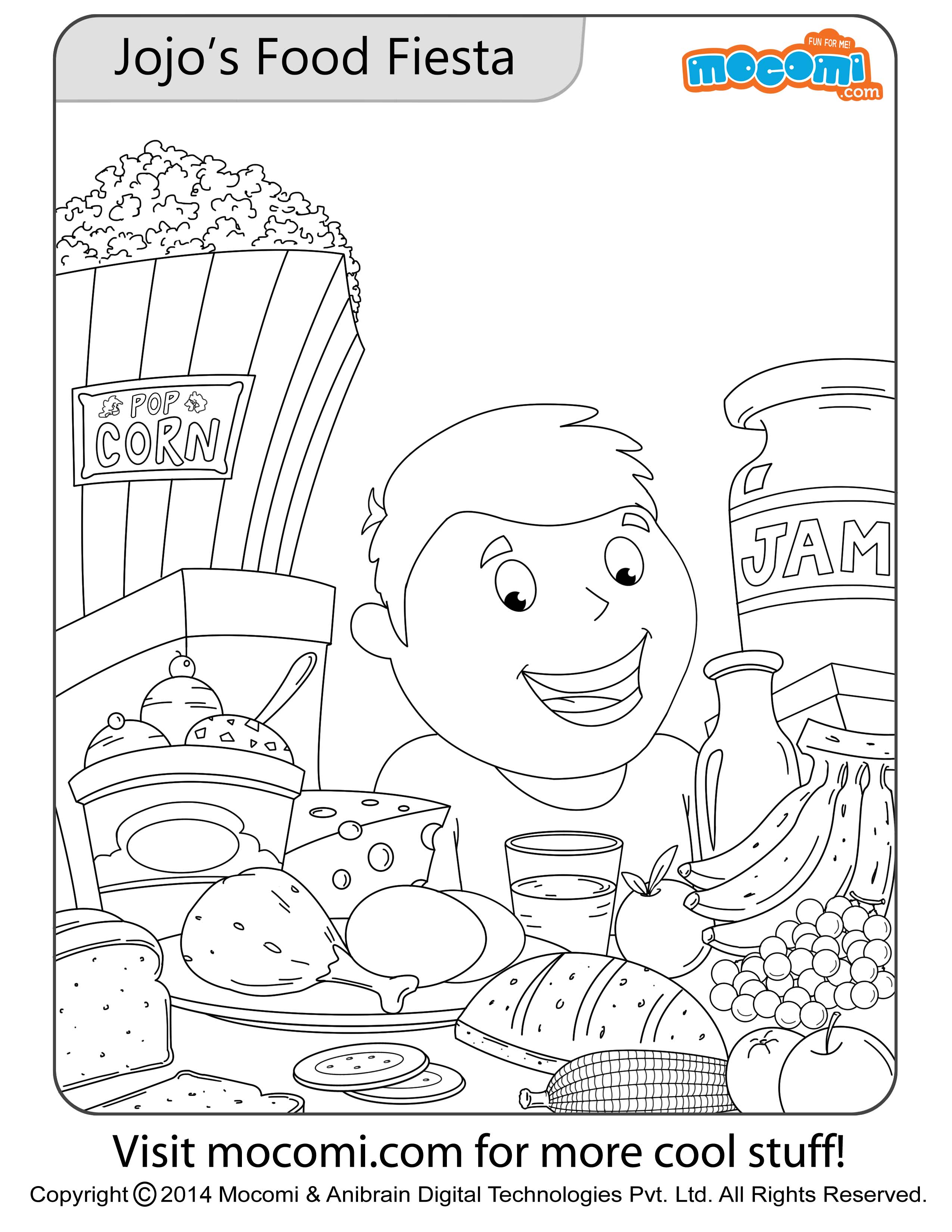 Jojos food fiesta colouring page