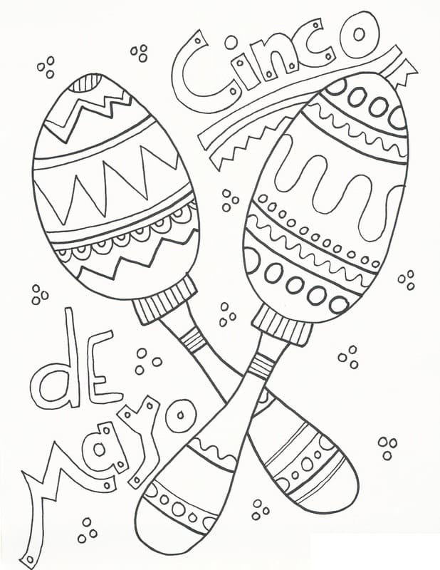 Cinco de mayo maracas coloring page