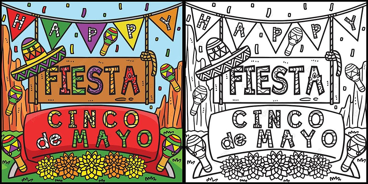 Cinco de mayo fiesta coloring page illustration coloring page line coloring vector coloring page line coloring png and vector with transparent background for free download