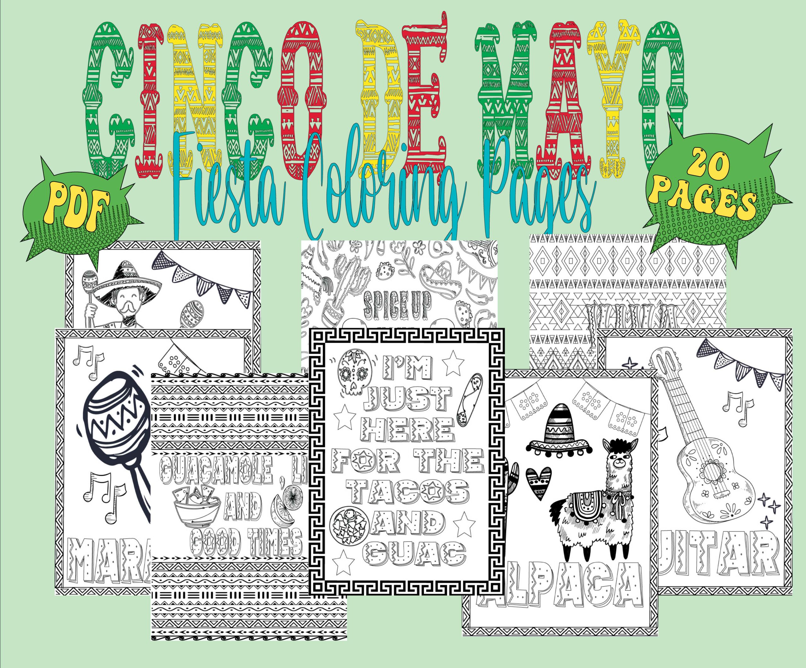 Cinco de mayo coloring pagesfiesta coloring sheetscinco de mayo school activity made by teachers