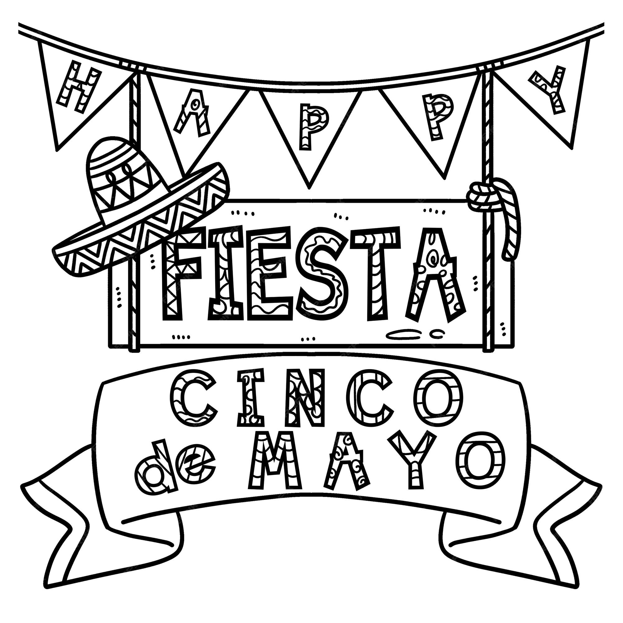 Premium vector cinco de mayo fiesta isolated coloring page