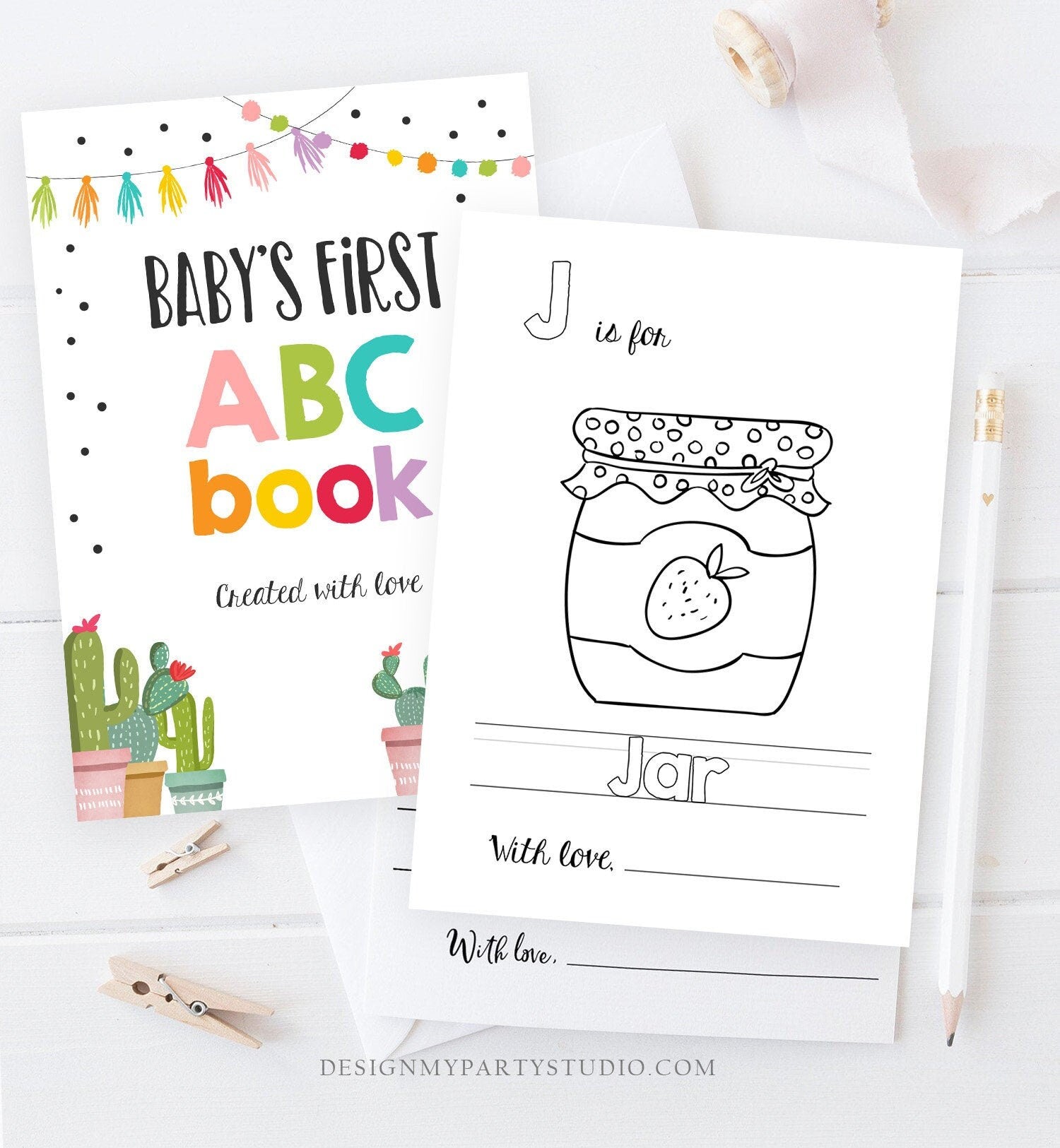 Abc coloring book baby shower game shower activity baby book coloring