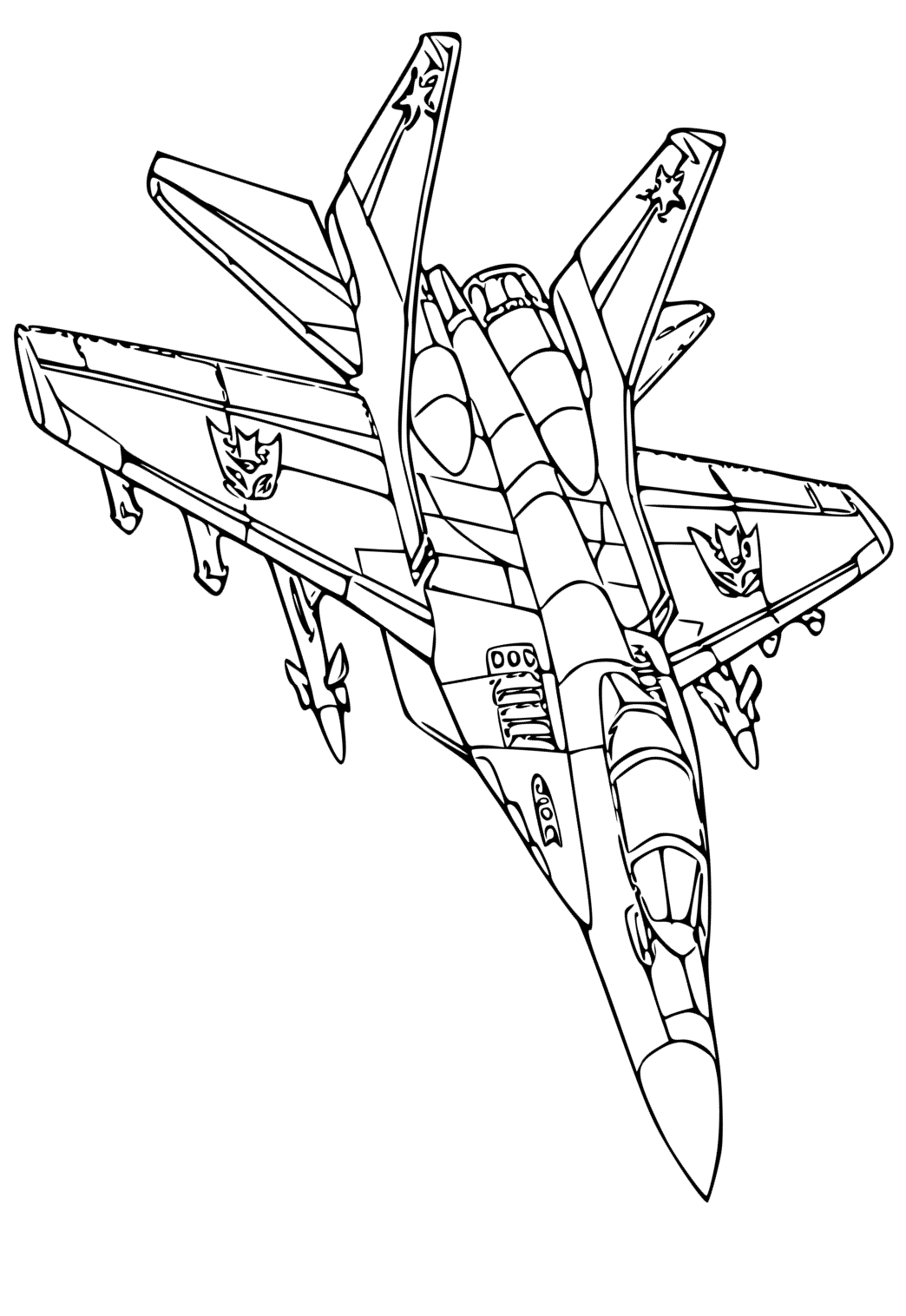 Free printable fighter jet attack coloring page for adults and kids