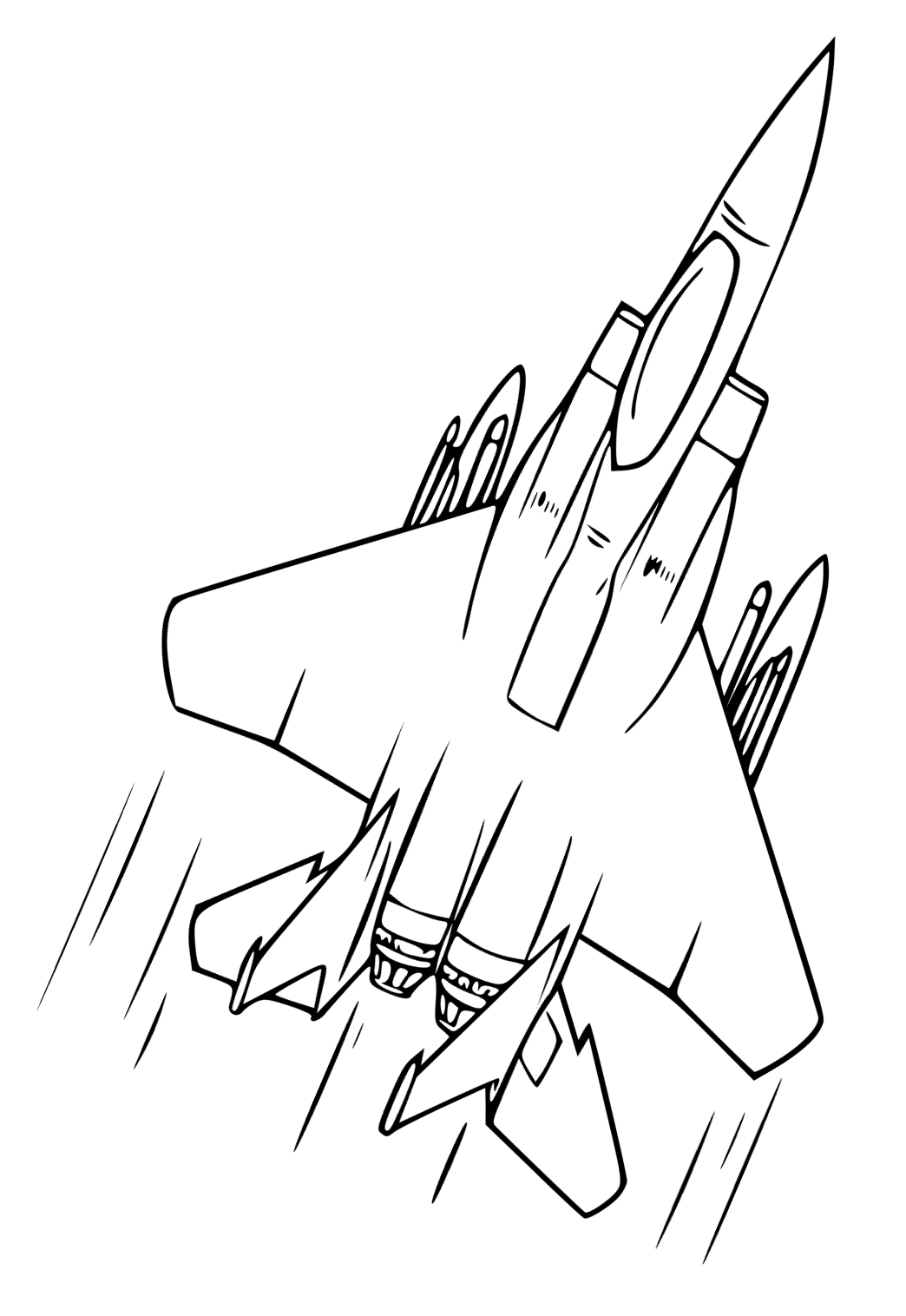 Free printable fighter jet flight coloring page for adults and kids