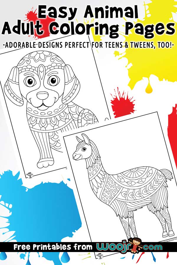Animal coloring pages for adults teens woo jr kids activities childrens publishing