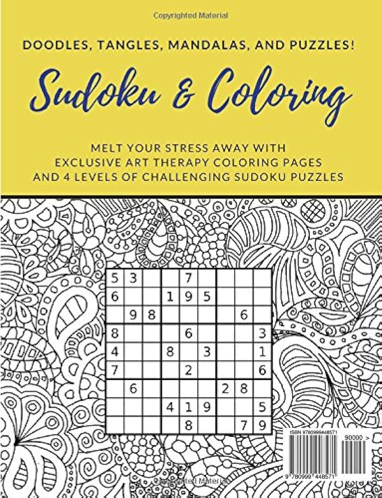 Sudoku and coloring adult coloring book and sudoku puzzle book one