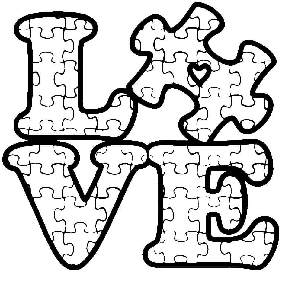 Autism awareness puzzles coloring page