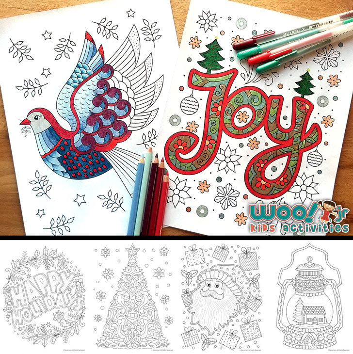 Beautiful printable christmas adult coloring pages woo jr kids activities childrens publishing
