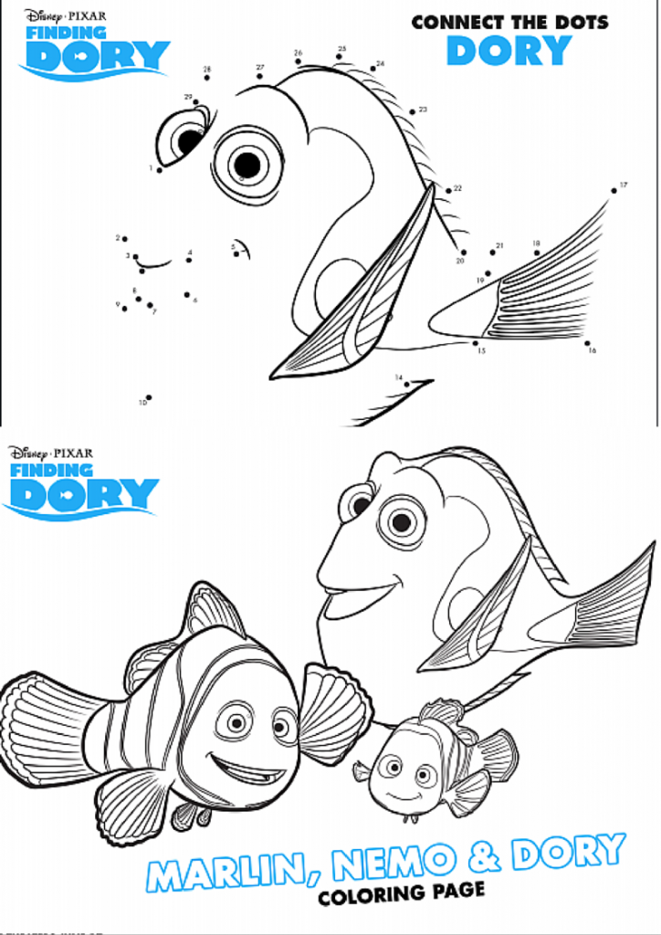 Disney pixar finding dory nemo coloring pages