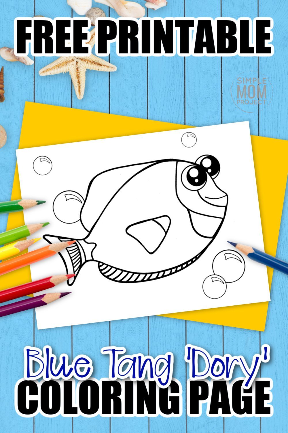 Free printable blue tang coloring page â simple mom project