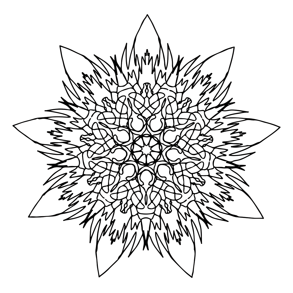 Flame mandala coloring page â