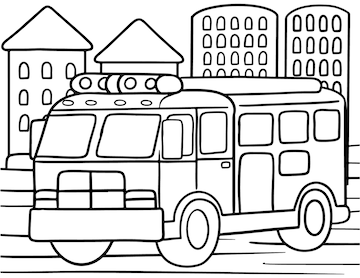 Premium vector fire truck coloring page for kids line art vector blank printable design for children to fill in