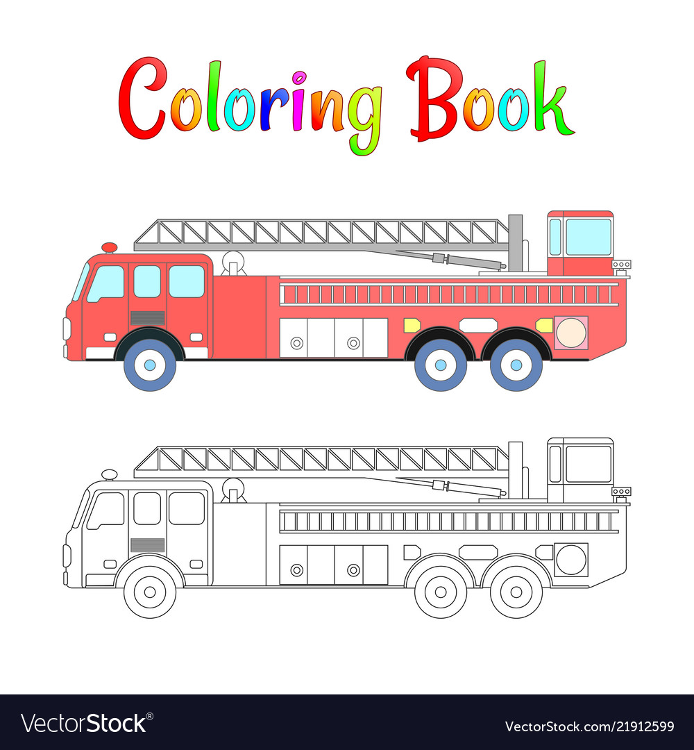 Fire truck coloring book pages royalty free vector image