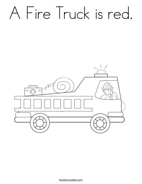 A fire truck is red coloring page