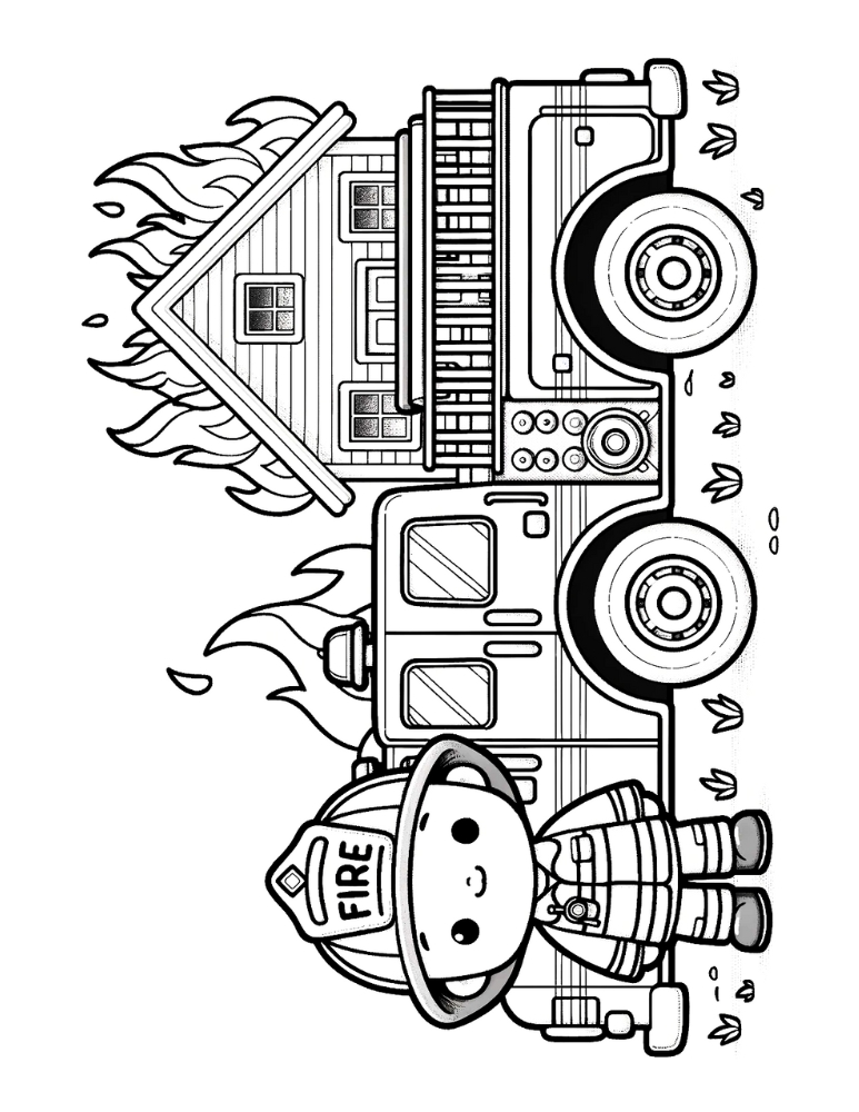 Free fire truck coloring pages for kids