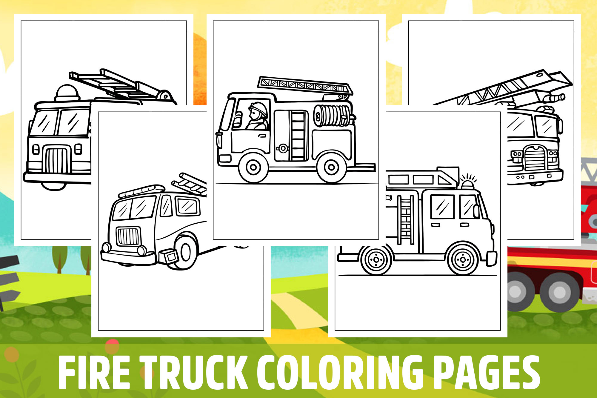 Fire truck coloring pages for kids girls boys teens birthday school activity made by teachers