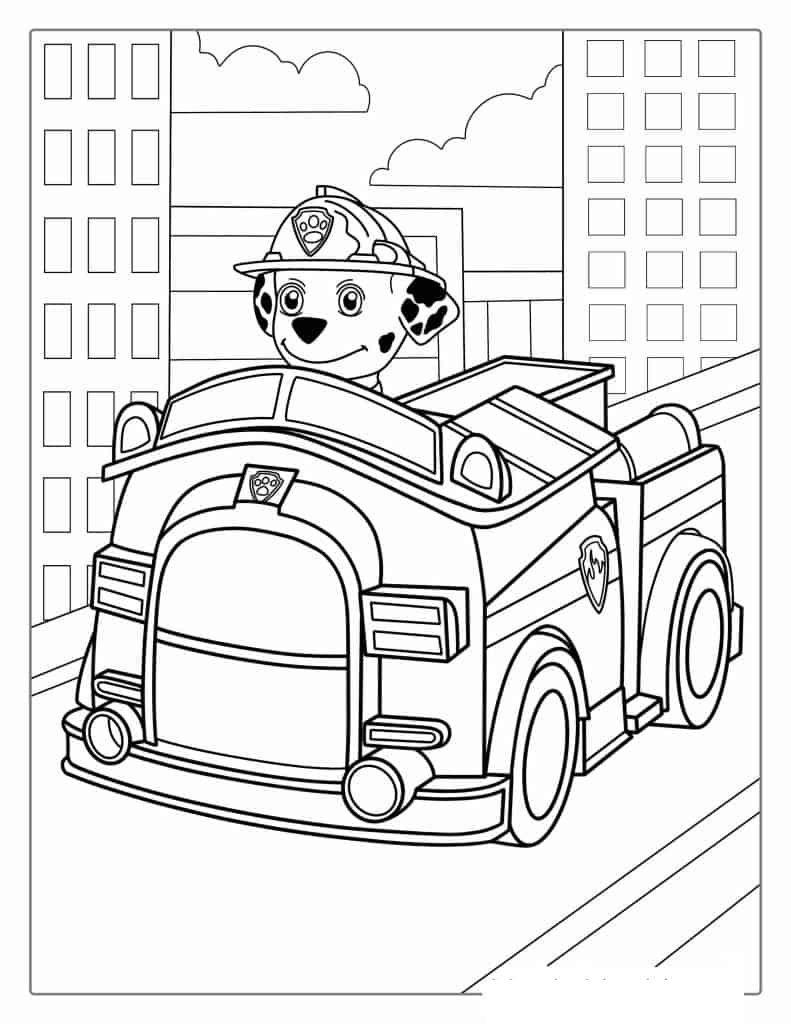 Get creative with marshall fire truck coloring pages for kids